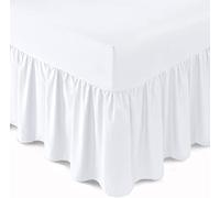 Bronwen Mathew Frilled Fitted Valance Sheet Extra Deep Single Bed Skirt Base Valance Sheets White Soft Brushed Microfiber Easy Care Non Iron (Single, White)