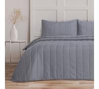 Bronwen Mathews Quilted Bedspreads King Size Tram Lines Pattern - 3Pcs Grey Quilted Throw Set 240x260cm Soft Microfiber Lightweight Coverlet with 2 Pillowcases 50x75cm for All-Season (Grey, King)