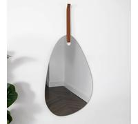 bronx pebble shaped wall mirror with leather strap