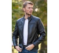 'Bronx' Real Leather Biker Jacket Ashwood Leather Black S