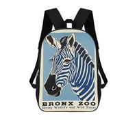 BRONX ZOO Vintage Poster Children's 17 Inch School Backpack 3D Printed Cool Knapsack for Kids Travel Rucksacks Book Bags Kids School Bag