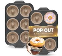 BRONYPRO 2 Pack Silicone Donut Pan For Baking with Metal Frame, 6 Cavity Nonstick Silicone Donut Mold for Oven, Just Pop Out Non Toxic Bakeware for Oven(Gray)