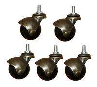Bronze 2-Inch Swivel Caster Wheels Antique Style Ball Casters M8/M10 Threaded Mount Office Chair & Sofa Wheel Set 5 Pcs Heavy-Duty Furniture Rollers