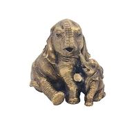 Bronze Animal Figurine Ornament - Home Decor, Reflection Collection | Classical Bronzed Statues Living Room Table Decor - Animal Sculpture (Sitting Elephant & Calf Baby)