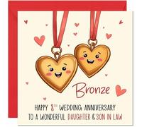 Bronze Anniversary Card for Daughter & Son in law - 8th Wedding Anniversary Cards for Son in Law & Daughter Cute Anniversaries Greeting Cards