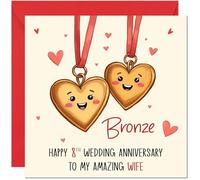 Bronze Anniversary Card for Wife - 8th Wedding Anniversary Cards for Wife from Husband Cute Anniversaries Greeting Cards