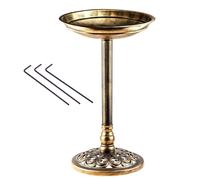 (Bronze) Bird Bath Pedestal Water Bowl Traditional Outdoor Garden Ornament New