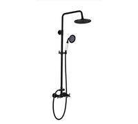 Bronze Black Bathroom Shower Bath Faucet Dual Handles in Wall Washing Room Shower Mixer Taps 8" Rain Shower Head,