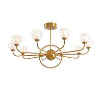 Bronze Chandelier Mid Century Pendant Lighting Vintage Industrial Ceiling Light for Bedroom Living Room,10 Lights Gold Sputnik Chandelier,Brass,10 Lights