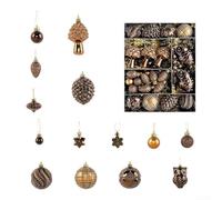 Bronze Christmas Ornament Set With Owls Pinecones 53pcs or 73pcs Matte | Coffee-Toned Bronze for palette Owl and Pinecone Accents Multi-Scene Holiday Use Hand-Finished Matte Texture