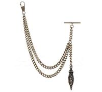Bronze Colour Single Albert Pocket Watch Chain With Hollow Pendant 012-B (16")