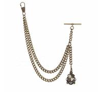 Bronze Colour Single Albert Pocket Watch Chain With Shield Pendant 014B (8")