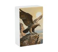 Bronze Eagle Cliff Cigarette Case Hard Plastic Flip-Top Slim Pocket-Size Cigarette Holder for 20 King Size Cigarettes Waterproof Crush-Proof Smoking Accessories for Travel Daily Use