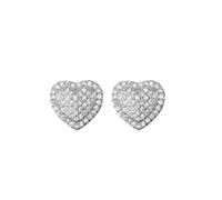 Bronze Earrings Women's Stud Earrings with Rhinestones and Hearts for Spring and Elegant Jewellery for Girls, Classic Fashion Accessory for Everyday Use Folding Earrings Silver (Silver, One Size)