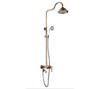Bronze European American Retro Brushed Copper Hot And Cold Set Brass Faucet Inch Round Top Spray Shower System 3 Modes Double Lift Beautiful practical