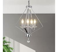 Bronze Farmhouse Crystal Chandelier, 6-Light Rustic Pendant Lighting Fixtures with Crystal Branch, Vintage French Country Chandeliers for Dining Room Living Room Kitchen Bedroom Restaurant