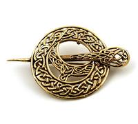 Bronze Filigree Celtic Knot Irish Tara Pin and Brooches Vintage Norse Jewelry Thailand Made, Bronze