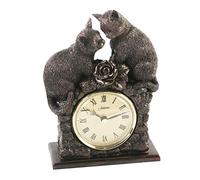 Bronze Finish Mantel Clock - 2 Cats