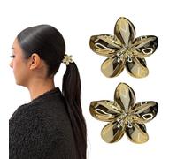 Bronze Flower Hair Accessories for Women - 2 x 4 cm Small Flower Hair Clips, Flower Hair Clips for Girls Elegant Flower Hair Clip for Extra Volume