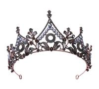 Bronze Geometric Purple Black Crystal Pearl Bridal Tiara Crown Rhinestone Diadem Wedding Hair Accessories Black
