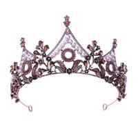 Bronze Geometric Purple Black Crystal Pearl Bridal Tiara Crown Rhinestone Diadem Wedding Hair Accessories Purple