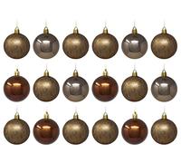Bronze Gold Christmas Baubles - Art Deco Inspired - Glitter Detail - Set of 18