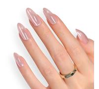 Bronze Gold False Nails French Tip - 24PCS Short Square Press on Nails - Nude Fake Nails with Glue - Copper Stick on Nails for Women - 12 Size Full Cover Acrylic Nail Tips and Glue