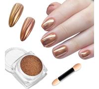 Bronze Gold Nail Powder - Glossy, Glitter & Mirror Effect - DIY Nail Art Accessory with Metallic Pigments