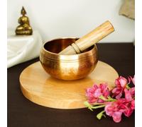 Bronze Handmade Tibetan Meditation Singing Bowl (4.5 inch) | Authentic Sound Bowl Meditation Set for Deep OM Sound | Tibetan Sound Healing Bowls are Perfect Spiritual, Yoga Gifts