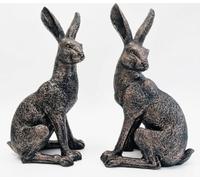 Bronze Hare Garden Ornaments Large Outdoor Animal Sculpture 43cm-Right Pose | Weather resistant resin statues. 43cm tall left & right variations. Perfect bronze wedding gifts