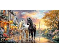 Bronze-horse-rearing-before-waterfalls 1000 Piece Adult Jigsaws Fun Present & Activity for Home Educational Game Challenge Challenging Puzzles for Women, Gifts for Men 38x52/1000pcs