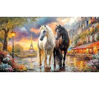 Bronze-horse-rearing-before-waterfalls 1000 Pieces Challenging Puzzles Recycled Paper Jigsaw Puzzle for Adults Wall Decoration and Gifts Educational Game Decompression 38x52/1000pcs