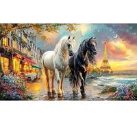 Bronze-horse-rearing-before-waterfalls Adult Jigsaws 1000Pc Educational Game Decompression Fun Present & Activity for Home for Adults and Kids Age 12 Years + Beautiful Decoration Puzzle 38x26/1000pcs