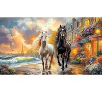 Bronze-horse-rearing-before-waterfalls Puzzle for Adults 1000 Piece Impossible Hard Difficult Challenging Educational Game Decompression Fun Present & Activity for Home 70x50/1000pcs
