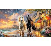 Bronze-horse-rearing-before-waterfalls Recycled Paper Puzzle 1000 Pieces Fun and Challenging Family Game Beautiful Decoration Puzzle for Decompression and Wall Decor 70x50/1000pcs