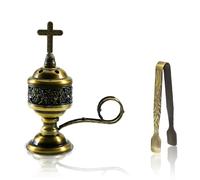 Bronze Incense Burner with Tong - Frankincense Charcoal Incense Stand Aromatherapy, Yoga, Spa, Home Decor, and Church Use - Compact & Durable Bakhoor Holder