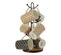 Vertex Bronze Iron 6 Tea Cup Kitchen Coffee Mug Holder Tree Stand Storage Rack
