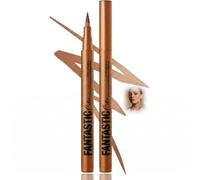 Bronze Liquid Eyeliner 2-Pack with Fine Tip for Winged Cat-Eye Makeup - Quick-Drying Water-Based Smudge-Proof Long-Lasting Vivid Pigmentation Formula & Smooth Application, Metallic Precision Pens
