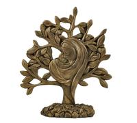 Bronze Madonna and Child Statue Resin Tree of Life Figurine Catholic Christian Home Decor Mother Mary Baby Jesus Religious Gift Nativity Ornament Spiritual Sculpture for Christmas Easter Prayer Room