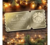 Bronze Mirror Acrylic Ticket Spa Weekend Break Christmas Personalised Any Text Voucher | Custom Surprise Reveal Voucher Ticket | Announcement Greeting Card | Note Card