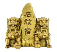 Bronze Pure Copper Taishan Stone Dare to Be Copper Lion Ornaments Large, Medium and Small Yellow Chinese Traditional Style Antiques Fine Art Gifts Crafts
