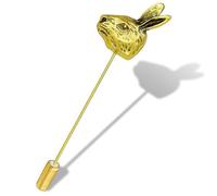 Bronze Rabbit Hare Head Brooch Lapel Pin Tie Hat Stick Pin Easter Christmas Halloween Wonderland Alice Tea Party, Vintage Gold