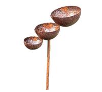Bronze Rain Catcher Garden Stake，68x12x5cm 3-Tier Cascading Bird Bath & Bee Watering Station， Rust Metal Rain Catcher Garden Stake With Water Bowl， For Bird Attraction & Climbing (Bronze, One Size)