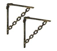 Bronze Shelf Angles Cast Iron Chain Brackets Gothic Support Set Antique Vintage