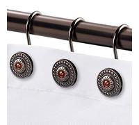 Bronze Shower Curtain Hooks, Decorative Shower Curtain Rings for Bathroom, Rust Proof Shower Hooks for Shower Curtain Liner, 12Pcs