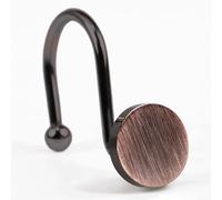 Bronze Shower Curtain Hooks Rings: Round Button Design Rustproof Heavy Metal Shower Curtain Rings for Bathroom - Modern Simple Decorative Shower Curtains Hangers for Shower Rod - Set of 12