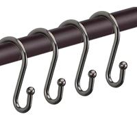 Bronze Shower Curtain Hooks,Rust Proof Shower Rings for Shower Curtain, Set of 12 CHICTIE Oil Rubbed S Shaped Decorative Shower Curtain Hooks Hangers for Bathroom Curtains,Clothing, Towels, etc