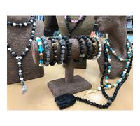 Bronze Skull / Blood Stone - Gemstone Bracelet