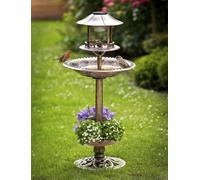 bronze Solar 4-in-1 Bird Bath with Feeder Plant Bowl Lfemale threadht 52x105cm