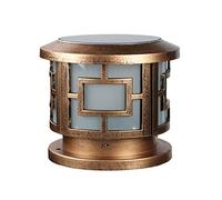 Bronze Solar Outdoor LED Round Doorpost Wall Post Lights Retro Villa Lights,Outdoor Post Lamp Landscape Lighting Pathway Garden Light,Pathway Garden Light Deck Path Lawn Backyard